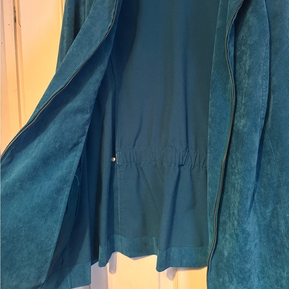 CJ Banks Sz 3X Deep Teal Blue Corduroy Feel Zipper Jacket w/ pockets - Picture 7 of 8